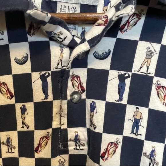 Vintage C.C. Sport Navy and White Patterned Golf Polo Shirt Men’s Large - Picture 5 of 8